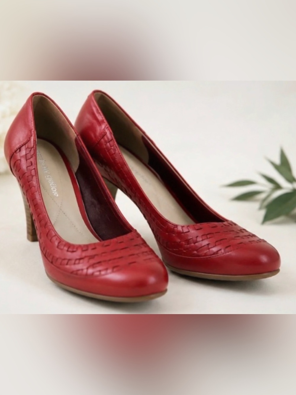 Andrew Gellar Red Croc Embossed Leather Heels